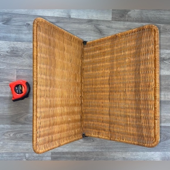 3/75$ Vintage foldable Wicker black metal fire place log holder magazine holder - Picture 6 of 16